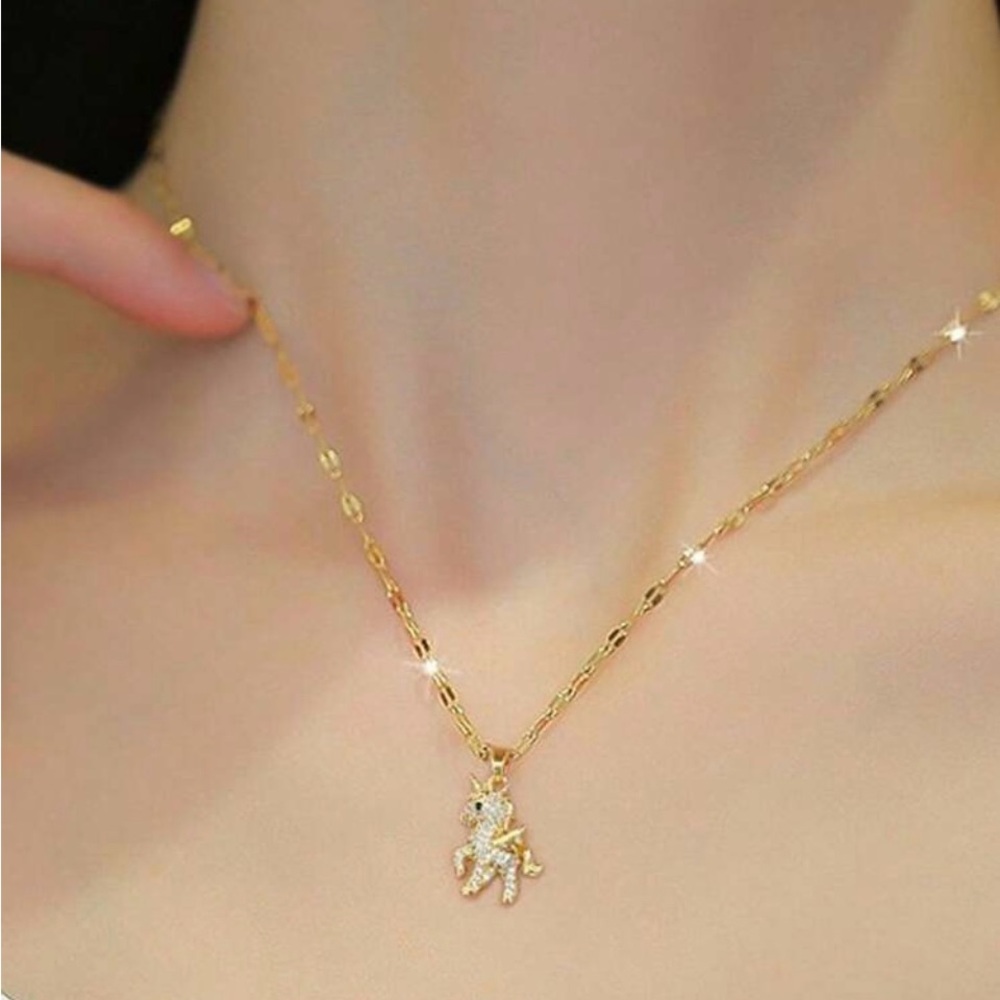 Unicorn Elegant Gold Necklace with Pendant